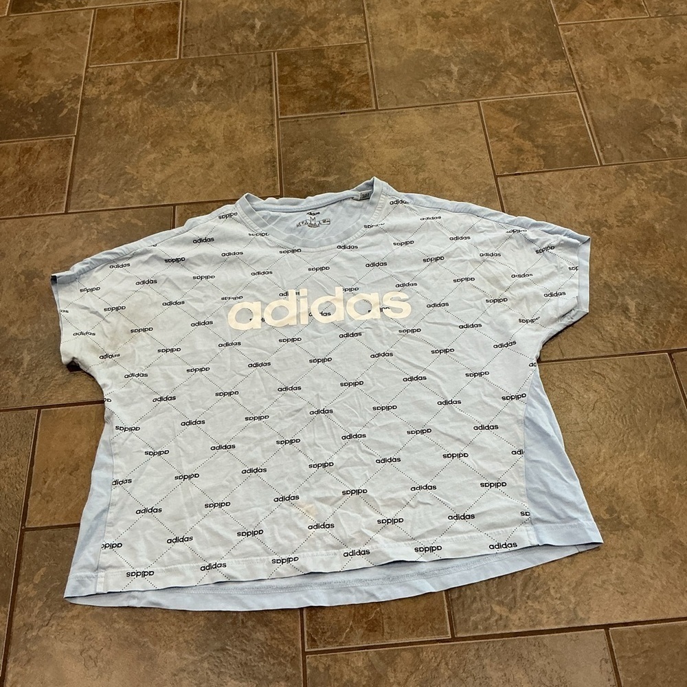 🥵 Adidas Sky Blue All-Over Logo Tee